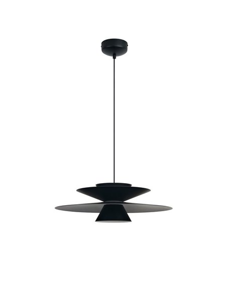 Suspension LED ESTRELLA double disque noir 12W 3000K 900Lm TRIAC Ø50cm