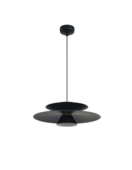 Suspension LED ESTRELLA double disque noir 12W 3000K 900Lm TRIAC Ø50cm