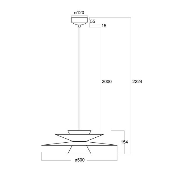 Colgante LED de doble disco ESTRELLA negro 12W 3000K 900Lm TRIAC Ø50cm