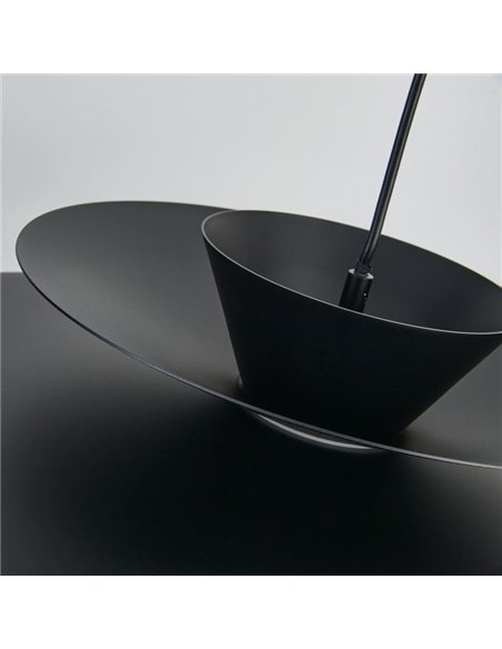 Colgante LED de doble disco ESTRELLA negro 12W 3000K 900Lm TRIAC Ø50cm