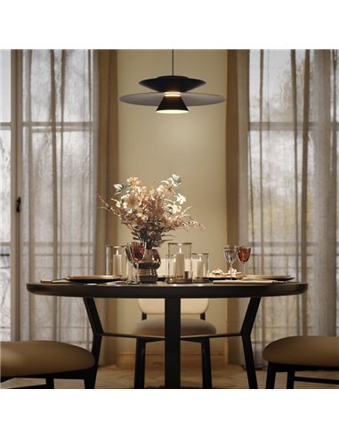 Suspension LED ESTRELLA double disque noir 12W 3000K 900Lm TRIAC Ø50cm