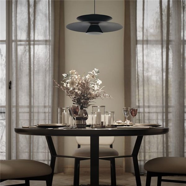 Colgante LED de doble disco ESTRELLA negro 12W 3000K 900Lm TRIAC Ø50cm