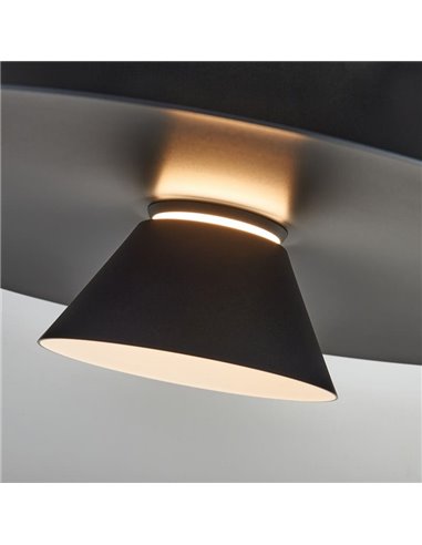 Suspension LED ESTRELLA double disque noir 12W 3000K 900Lm TRIAC Ø50cm