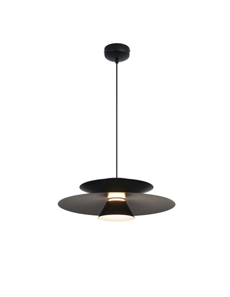 Colgante LED de doble disco ESTRELLA negro 12W 3000K 900Lm TRIAC Ø50cm