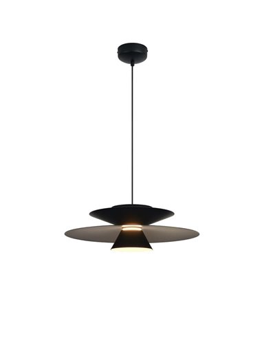 Colgante LED de doble disco ESTRELLA negro 12W 3000K 900Lm TRIAC Ø50cm