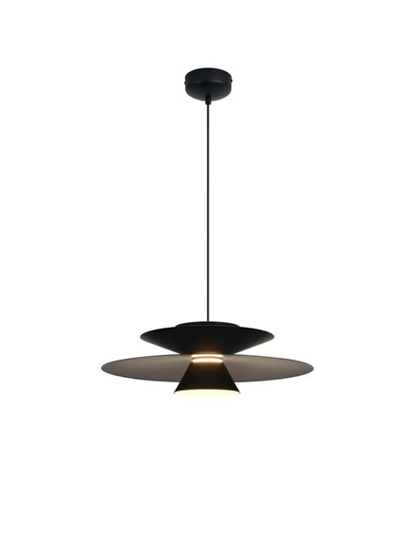 Colgante LED de doble disco ESTRELLA negro 12W 3000K 900Lm TRIAC Ø50cm
