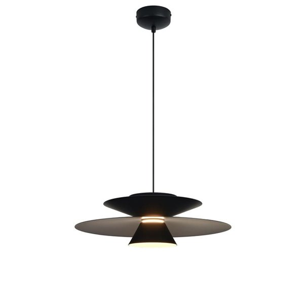 Suspension LED ESTRELLA double disque noir 12W 3000K 900Lm TRIAC Ø50cm