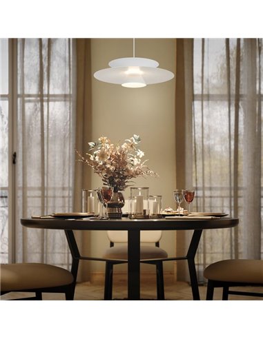 Colgante LED de doble disco ESTRELLA blanco 12W 3000K 900Lm TRIAC Ø50cm