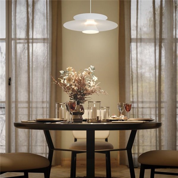 Suspension LED double disque STAR blanc 12W 3000K 900lm TRIAC Ø50cm