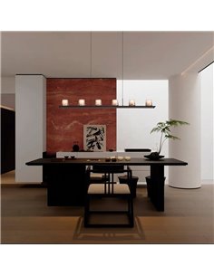 Lámpara colgante LED ALABASTRO grande 62W 3000K 5000Lm dimmable TRIAC, barra 127cm 2