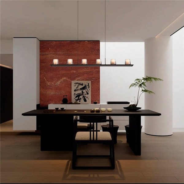 Grande suspension LED ALABASTER 62W 3000K 5000Lm dimmable TRIAC, barre de 127cm