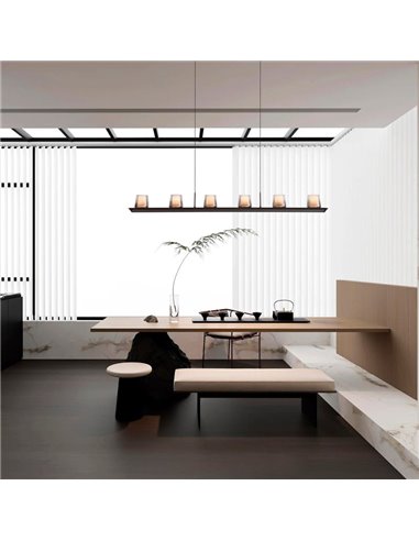 Lámpara colgante LED ALABASTRO grande 62W 3000K 5000Lm dimmable TRIAC, barra 127cm