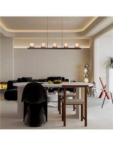 Lámpara colgante LED ALABASTRO pequeña 55W 3000K 4500Lm dimmable TRIAC, barra 102cm