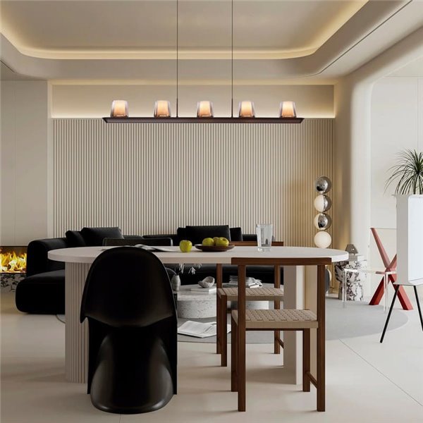 Suspension LED compacte ALABASTER 55W 3000K 4500lm dimmable TRIAC, barre de 102cm