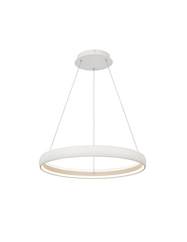 Luminária pendente LED FLATS pequena, 1 anel branco, 42W, 3000K, 5290lm, TRIAC, Ø58,7cm