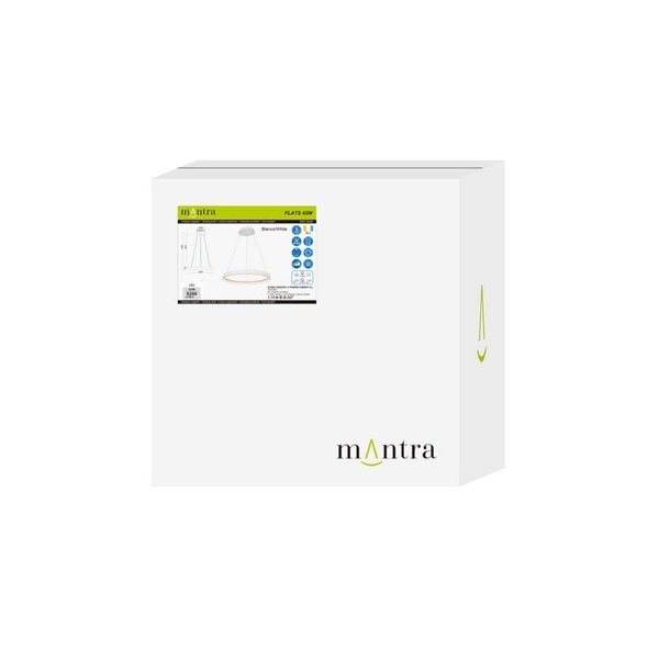 Luminária pendente LED FLATS pequena, 1 anel branco, 42W, 3000K, 5290lm, TRIAC, Ø58,7cm