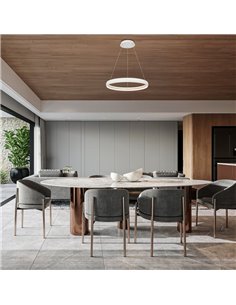 Luminária pendente LED FLATS pequena, 1 anel branco, 42W, 3000K, 5290lm, TRIAC, Ø58,7cm 2