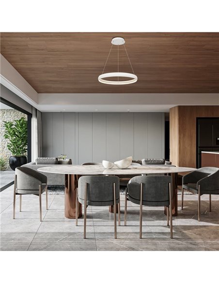 Lámpara colgante LED FLATS pequeña 1 aro blanca 42W 3000K 5290Lm TRIAC Ø58,7cm