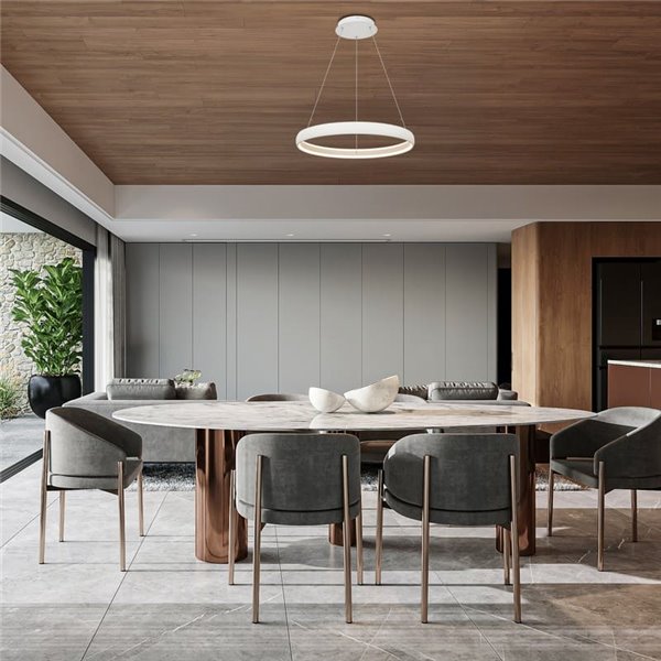 Lámpara colgante LED FLATS pequeña 1 aro blanca 42W 3000K 5290Lm TRIAC Ø58,7cm