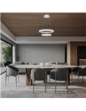 Lámpara colgante LED FLATS mediana 2 aros blanca 70W 3000K 8800Lm TRIAC Ø58,7 y Ø39,5cm