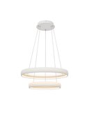 Lámpara colgante LED FLATS mediana 2 aros blanca 70W 3000K 8800Lm TRIAC Ø58,7 y Ø39,5cm