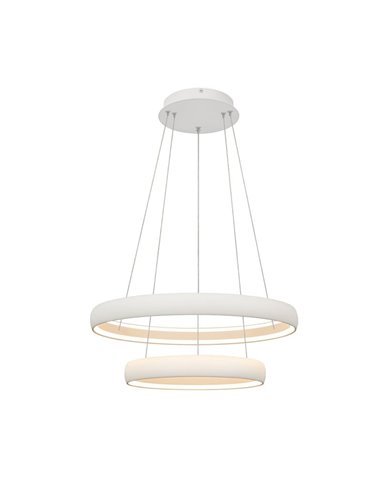 Lámpara colgante LED FLATS mediana 2 aros blanca 70W 3000K 8800Lm TRIAC Ø58,7 y Ø39,5cm