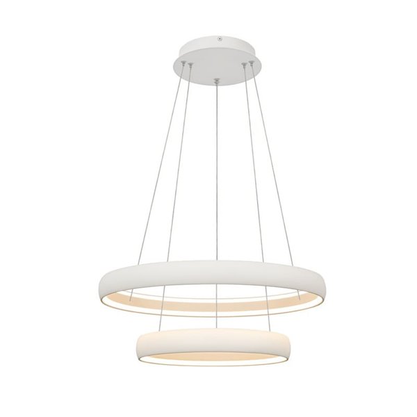 Lámpara colgante LED FLATS mediana 2 aros blanca 70W 3000K 8800Lm TRIAC Ø58,7 y Ø39,5cm