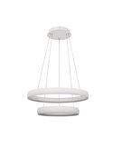 Luminária pendente LED FLATS tamanho médio, 2 anéis brancos, 70W, 3000K, 8800lm, TRIAC, Ø58,7 e Ø39,5cm
