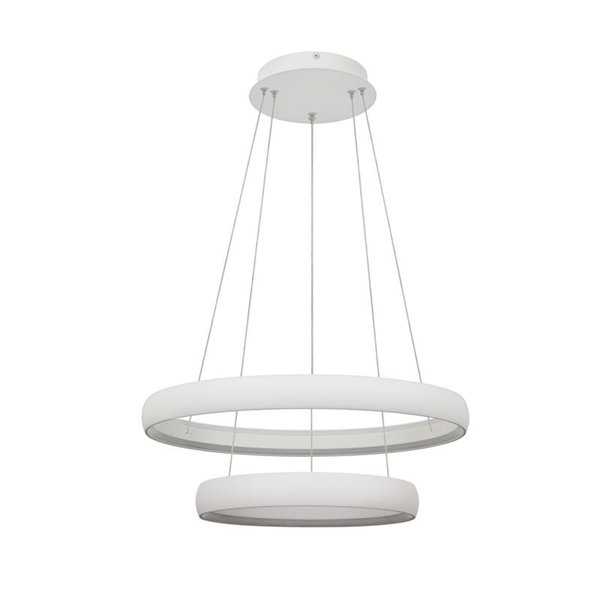 Lámpara colgante LED FLATS mediana 2 aros blanca 70W 3000K 8800Lm TRIAC Ø58,7 y Ø39,5cm