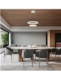 Lámpara colgante LED FLATS mediana 2 aros blanca 70W 3000K 8800Lm TRIAC Ø58,7 y Ø39,5cm