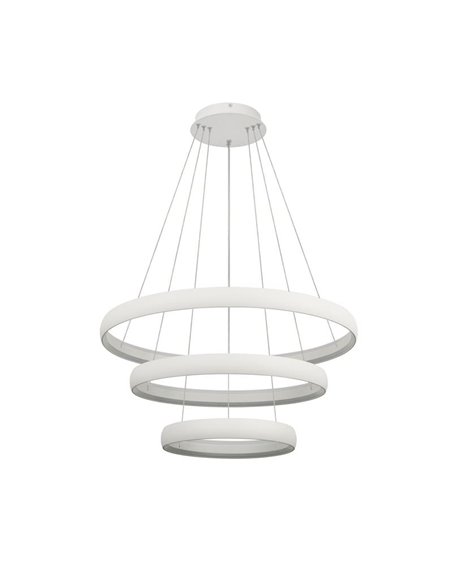 Lámpara colgante LED FLATS grande 3 aros blanca 122W 3000K 15250Lm TRIAC Ø77,8 · Ø58,7 · Ø39,5cm