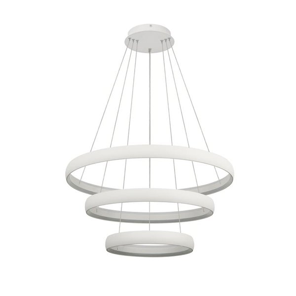 Lámpara colgante LED FLATS grande 3 aros blanca 122W 3000K 15250Lm TRIAC Ø77,8 · Ø58,7 · Ø39,5cm