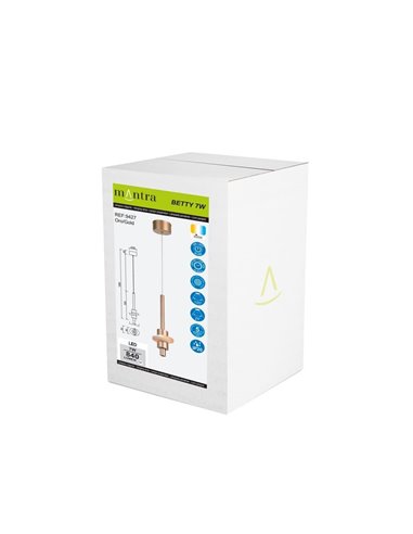 Lámpara colgante LED BETTY oro 7W 3000K 840Lm con alabastro, altura regulable
