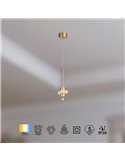 Lámpara colgante LED BETTY oro 7W 3000K 840Lm con alabastro, altura regulable