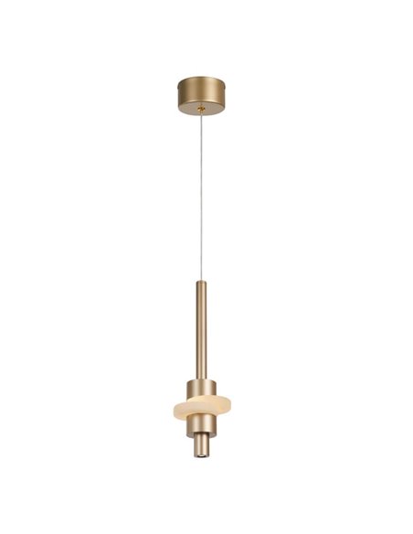 Lámpara colgante LED BETTY oro 7W 3000K 840Lm con alabastro, altura regulable