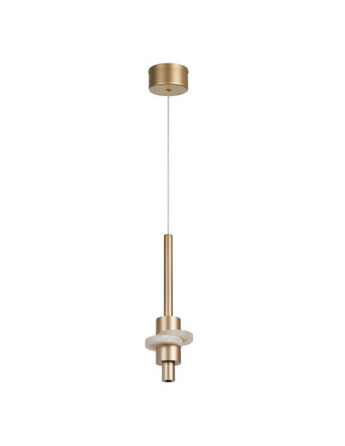 Lámpara colgante LED BETTY oro 7W 3000K 840Lm con alabastro, altura regulable