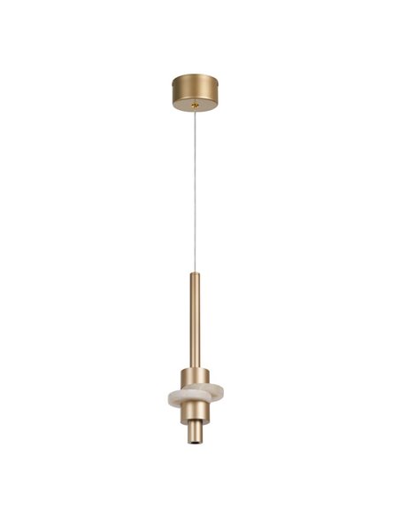 Suspension LED BETTY, dorée, 7 W, 3000 K, 840 lm, avec diffuseur en albâtre, hauteur réglable