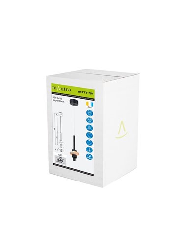Lámpara colgante LED BETTY negra 7W 3000K 840Lm con alabastro, altura regulable