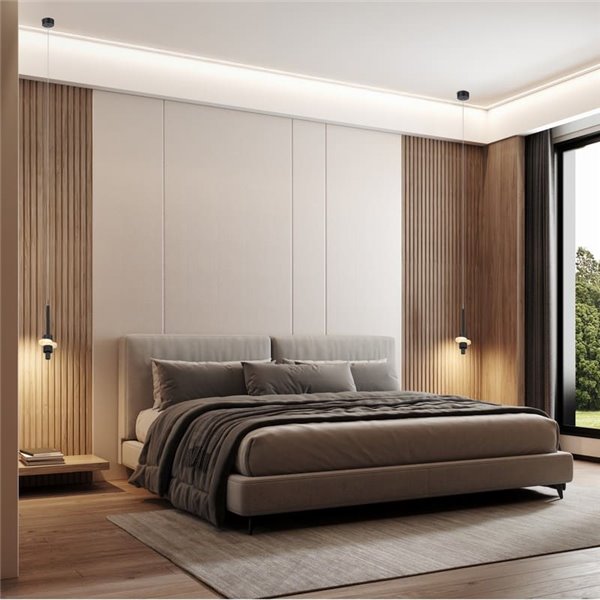 Suspension LED BETTY, noire, 7 W, 3000 K, 840 lm, avec diffuseur en albâtre, hauteur réglable