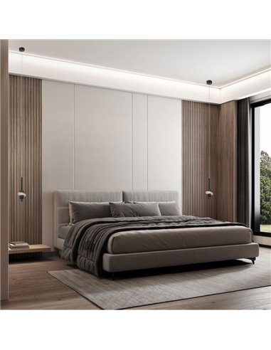 Suspension LED BETTY, noire, 7 W, 3000 K, 840 lm, avec diffuseur en albâtre, hauteur réglable