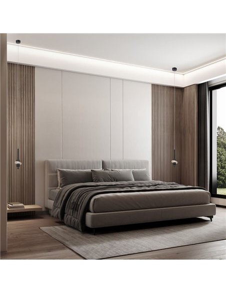 Suspension LED BETTY, noire, 7 W, 3000 K, 840 lm, avec diffuseur en albâtre, hauteur réglable