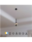 Lámpara colgante LED BETTY negra 7W 3000K 840Lm con alabastro, altura regulable
