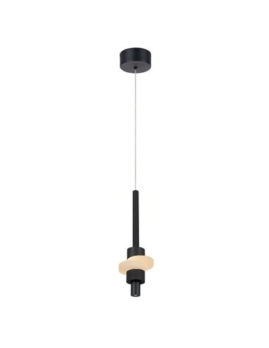 Lámpara colgante LED BETTY negra 7W 3000K 840Lm con alabastro, altura regulable