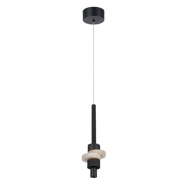 Suspension LED BETTY, noire, 7 W, 3000 K, 840 lm, avec diffuseur en albâtre, hauteur réglable
