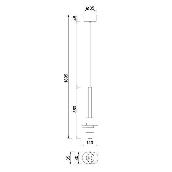 Lámpara colgante LED BETTY negra 7W 3000K 840Lm con alabastro, altura regulable