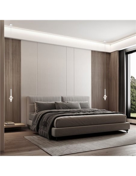 Luminária pendente LED BETTY, branca, 7W, 3000K, 840lm, com acabamento em alabastro, altura ajustável.