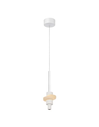 Lámpara colgante LED BETTY blanca 7W 3000K 840Lm con alabastro, altura regulable