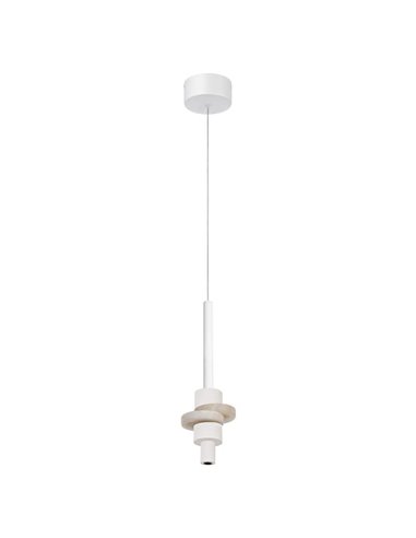 Lámpara colgante LED BETTY blanca 7W 3000K 840Lm con alabastro, altura regulable