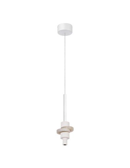 Lámpara colgante LED BETTY blanca 7W 3000K 840Lm con alabastro, altura regulable