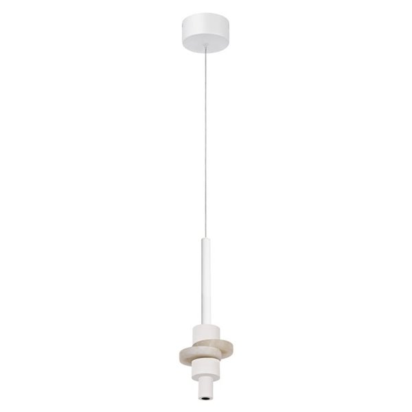 Lámpara colgante LED BETTY blanca 7W 3000K 840Lm con alabastro, altura regulable